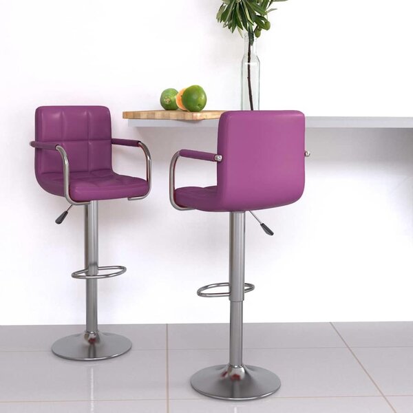VidaXL Barové stoličky 2 ks umělá kůže, rozměry 48 x 47 x (90–111) cm [334593] Barva: Bílá