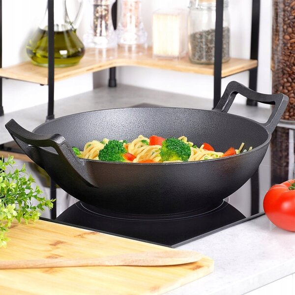 Litinová pánev Wok 32 cm VILDE Cast Line do trouby, indukce