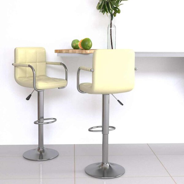 VidaXL Barové stoličky 2 ks umělá kůže, rozměry 48 x 47 x (90–111) cm [334593] Barva: Bílá
