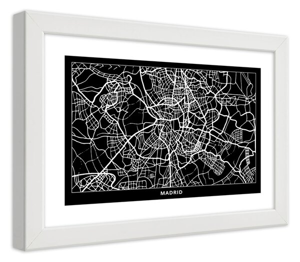 Plakát Plán města Madrid Barva rámu: Bílá, Rozměry: 100 x 70 cm