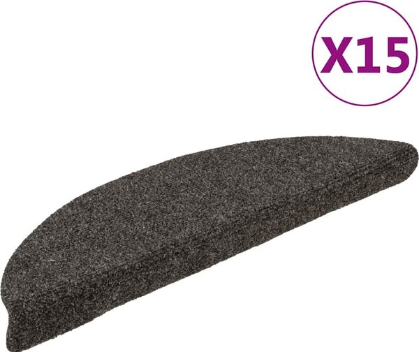 VidaXL Schodové rohože samolepicí 15 ks půlkulaté [132692] Barva: světle hnědá, Velikost: 56 x 17 x 3 cm