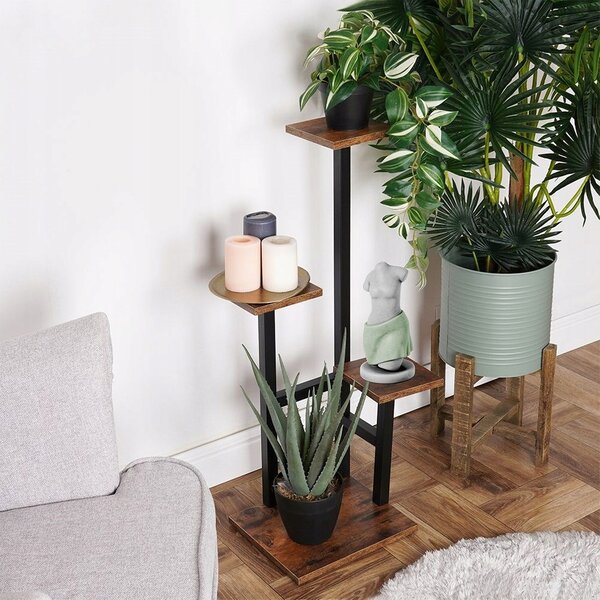 Držák Na Květináč Stojan na květiny 4-úrovňový Kaskáda Kovový Loft VILDE 84 cm