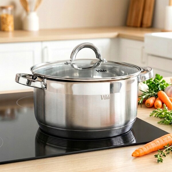 HRNEC Z NEREZOVÉ OCELI Vilde Inoxcellent 24 cm 5,8 l pro indukci s poklicí
