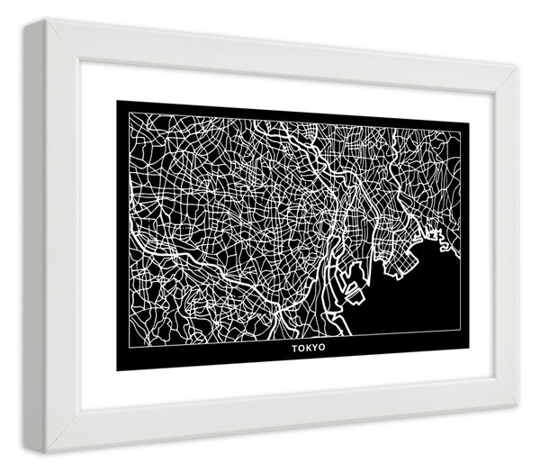 Plakát Plán města Tokio Barva rámu: Bílá, Rozměry: 100 x 70 cm