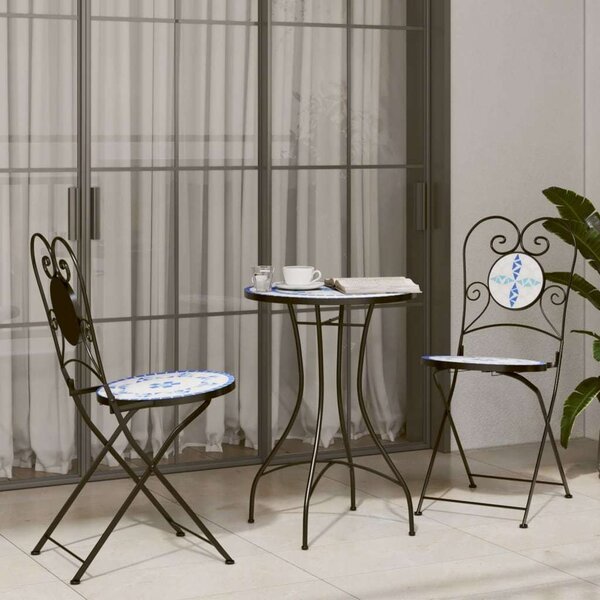 VidaXL Mozaikový bistro stolek Ø keramika [4003399] Barva: Modrá, Velikost: 60 x 70 cm