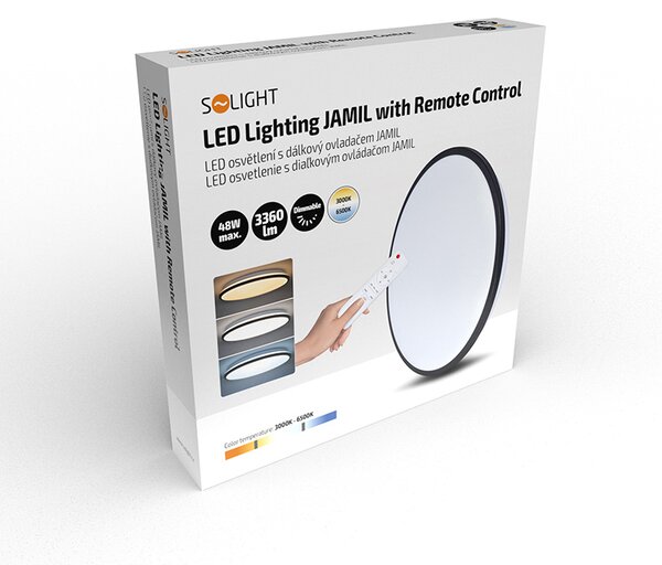 SOLIGHT LED osvětlení s dálkovým ovladačem Jamil, 48W, 3360lm, 40cm, CCT