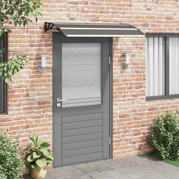 VidaXL Vchodová stříška polykarbonát, se 6 deskami [144824] Barva: Černá, Velikost: 240 x 75 cm