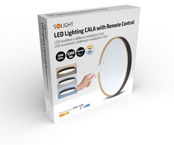 SOLIGHT LED osvětlení s dálkovým ovladačem Cala, 48W, 3360lm, 38cm, CCT