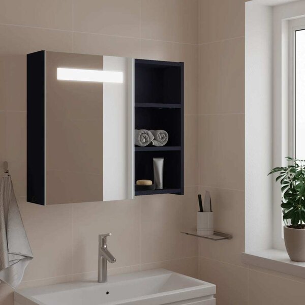 VidaXL Koupelnová zrcadlová skříňka s LED osvětlením [357968] Barva: Černá, Velikost: 45 x 13 x 52 cm