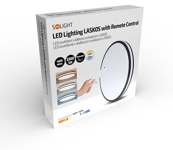 SOLIGHT LED osvětlení s dálkovým ovladačem Laskos, 48W, 3360lm, 39cm, CCT