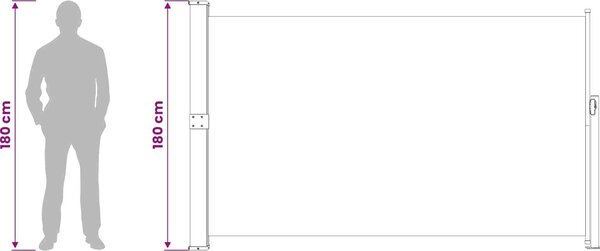 VidaXL Výsuvná boční markýza Obdélníkový Polyester [313404] Barva: Šedá, Velikost: 200 x 300 cm
