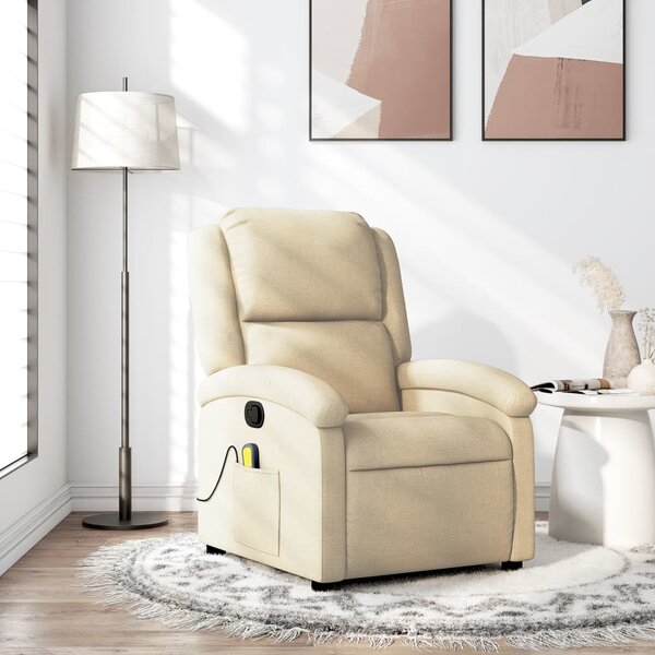 VidaXL Masážní polohovací křeslo textil, rozměry ve vzpřímené poloze 71 x 86,5 x 99,5 cm [371763] Barva: světle šedá