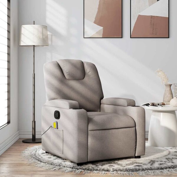 VidaXL Masážní polohovací křeslo textil, rozměry ve vzpřímené poloze 74 x 88 x 97 cm [372383] Barva: Tmavě šedá