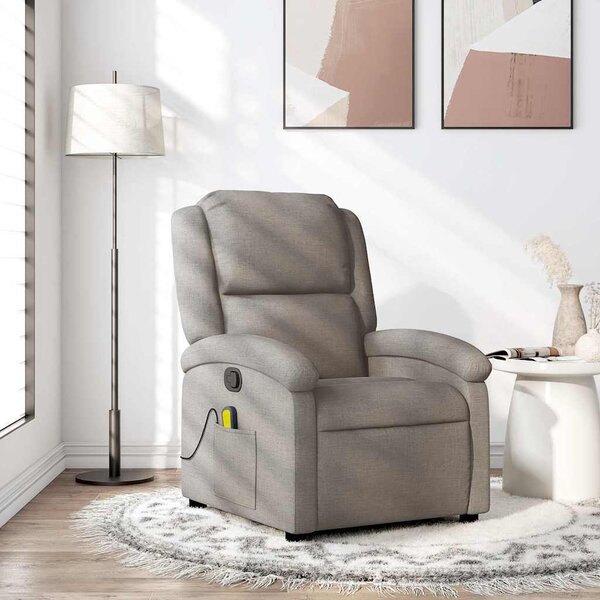 VidaXL Masážní polohovací křeslo textil, rozměry ve vzpřímené poloze 71 x 86,5 x 99,5 cm [371763] Barva: světle šedá