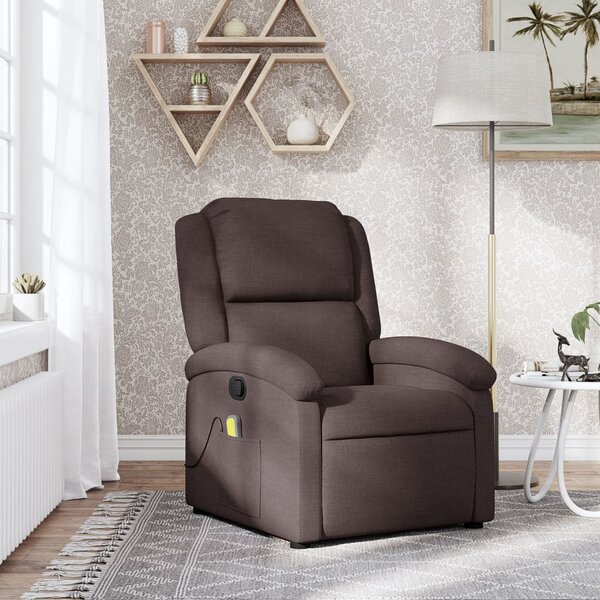VidaXL Masážní polohovací křeslo textil, rozměry ve vzpřímené poloze 71 x 86,5 x 99,5 cm [371763] Barva: světle šedá