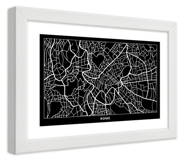 Plakát Plán města Řím Barva rámu: Bílá, Rozměry: 100 x 70 cm