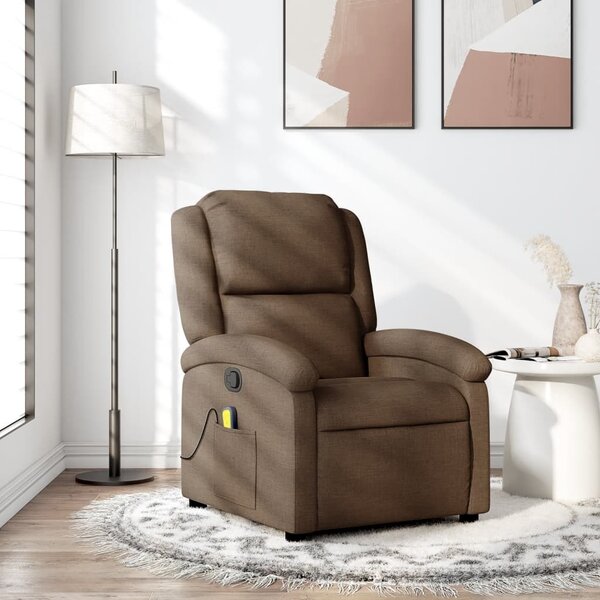 VidaXL Masážní polohovací křeslo textil, rozměry ve vzpřímené poloze 71 x 86,5 x 99,5 cm [371763] Barva: světle šedá