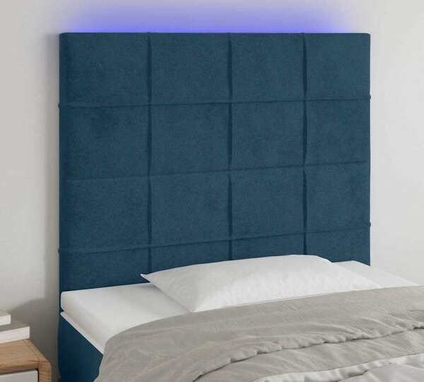 VidaXL Čelo postele s LED samet [3122471] Barva: Tmavě šedá, Velikost: 144 x 5 x 118/128 cm