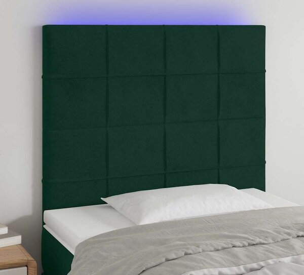 VidaXL Čelo postele s LED samet [3122471] Barva: Tmavě šedá, Velikost: 144 x 5 x 118/128 cm