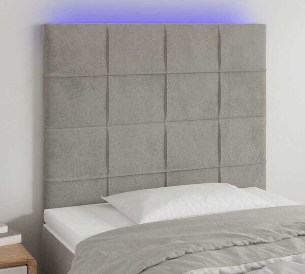 VidaXL Čelo postele s LED samet [3122471] Barva: Tmavě šedá, Velikost: 144 x 5 x 118/128 cm