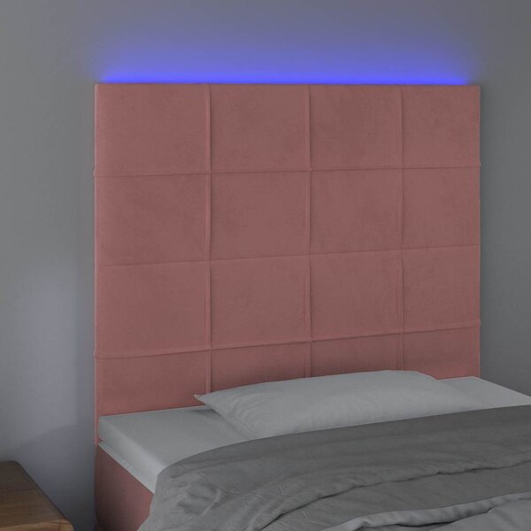 VidaXL Čelo postele s LED samet [3122471] Barva: Tmavě šedá, Velikost: 144 x 5 x 118/128 cm