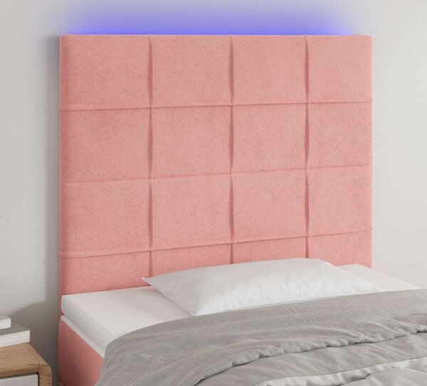 VidaXL Čelo postele s LED samet [3122471] Barva: Tmavě šedá, Velikost: 144 x 5 x 118/128 cm