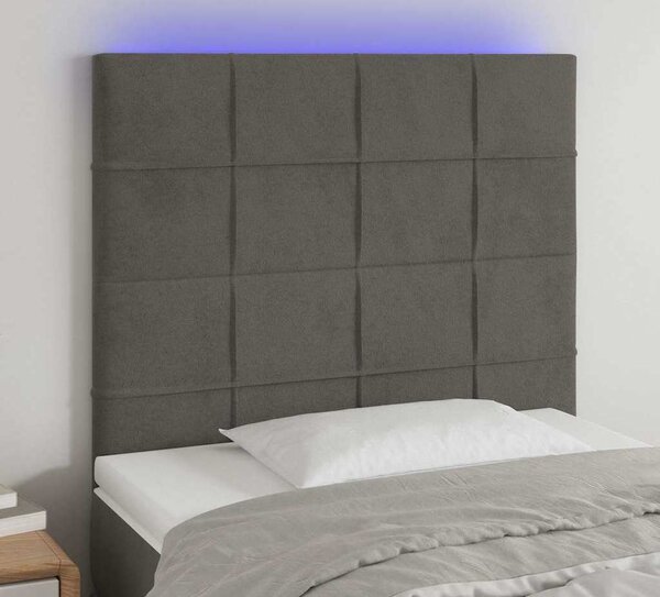 VidaXL Čelo postele s LED samet [3122471] Barva: Tmavě šedá, Velikost: 144 x 5 x 118/128 cm
