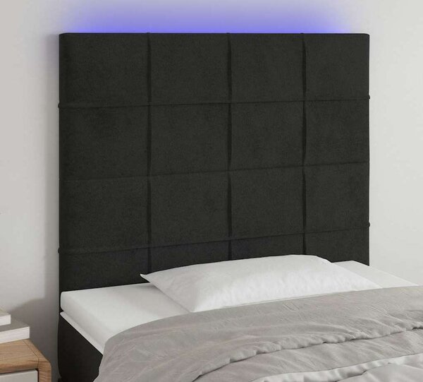 VidaXL Čelo postele s LED samet [3122471] Barva: Tmavě šedá, Velikost: 144 x 5 x 118/128 cm