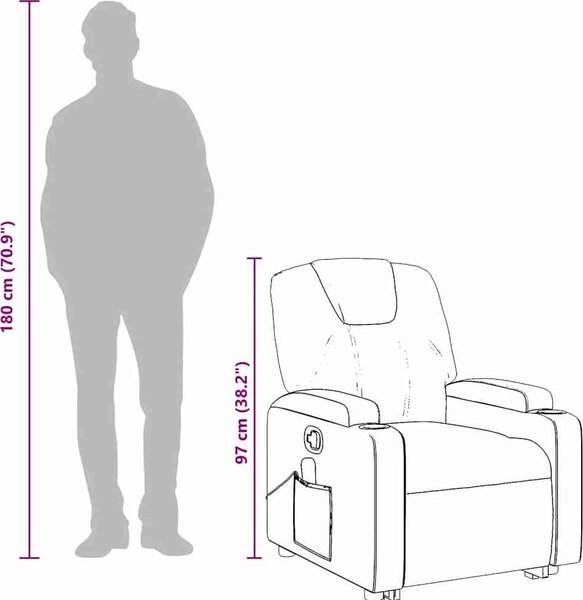 VidaXL Masážní polohovací křeslo umělá kůže, rozměry ve vzpřímené poloze 74 x 88 x 97 cm [372402] Barva: Šedá