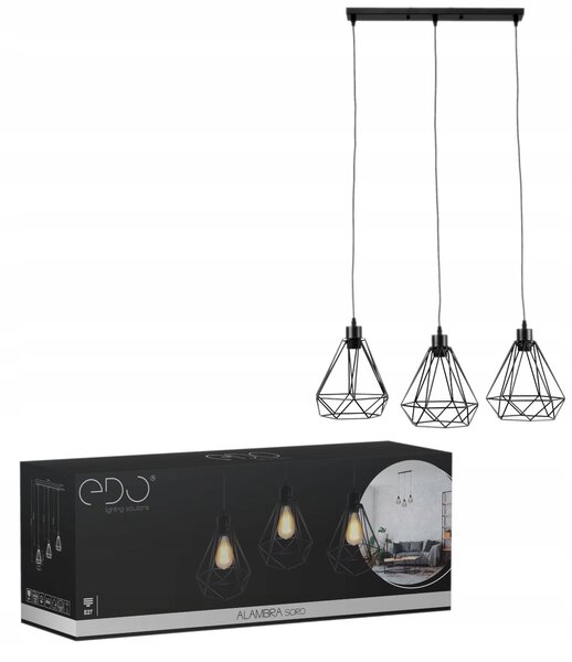 Závěsné svítidlo LOFT ALAMBRA LARGO 3x E27 ČERNÉ EDO