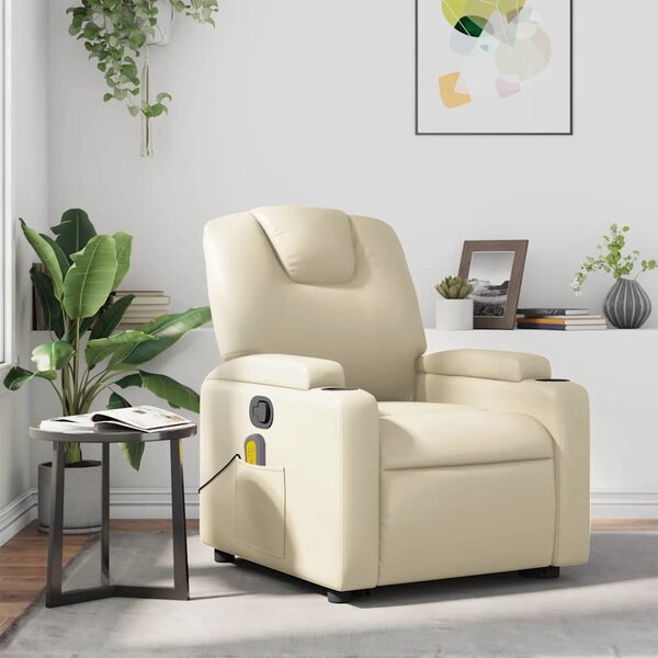 VidaXL Masážní polohovací křeslo umělá kůže, rozměry ve vzpřímené poloze 74 x 88 x 97 cm [372402] Barva: Šedá