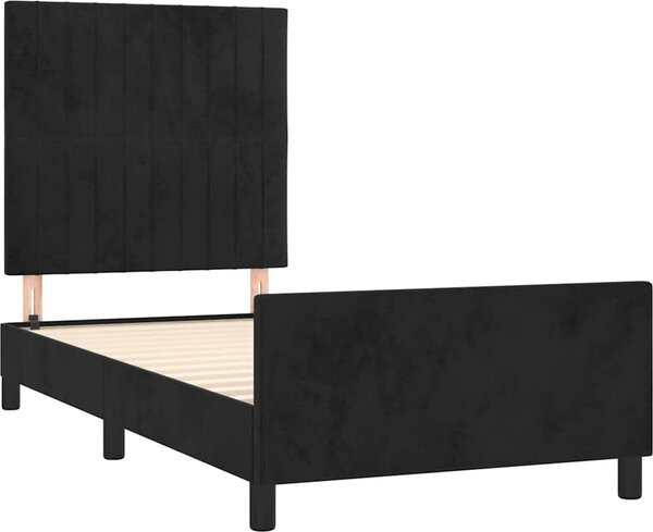 VidaXL Rám postele bez matrací samet [3125863] Barva: Tmavě moddrá, Velikost: 90 x 200 cm (rám 203 x 93 x 118/128 cm)