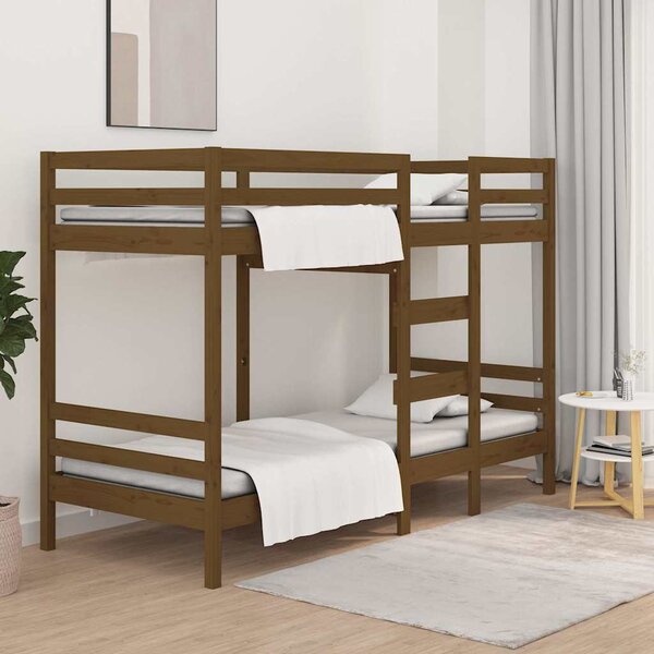 VidaXL Patrová postel masivní borové dřevo [3139842] Barva: Přírodní, Velikost: 90 x 200 cm (rám 205,5 x 95,5 x 141,5 cm)