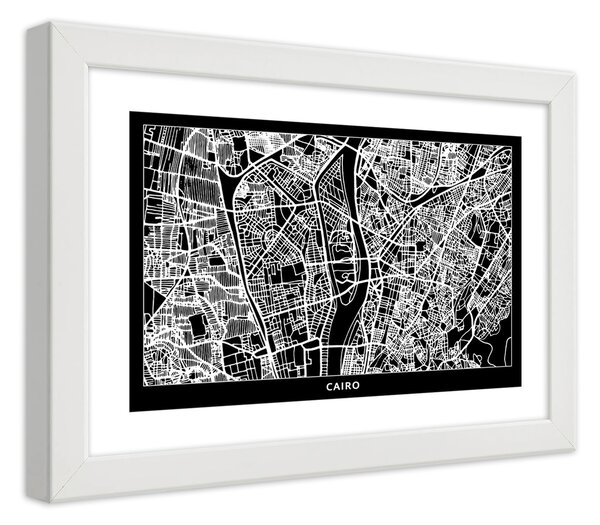 Gario Plakát Plán města Káhira Barva rámu: Bílá, Velikost: 100 x 70 cm