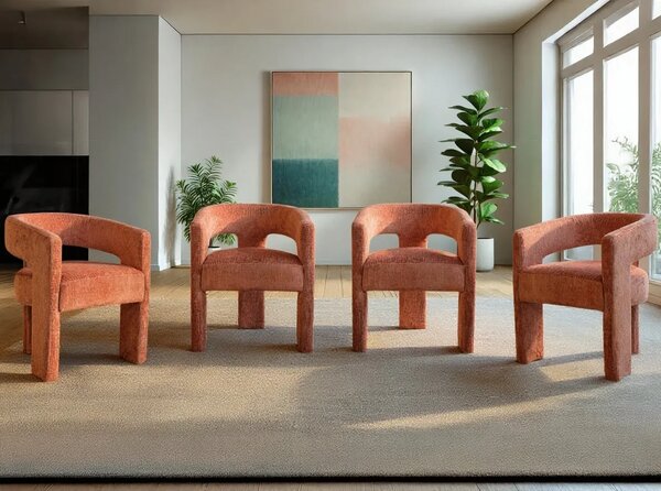 LivinHill Designové čalouněné jídelní křeslo Leith cihlové