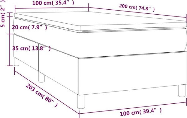 VidaXL Box spring postel s matrací samet [3144666] Barva: světle šedá, Velikost: 90 x 190 cm