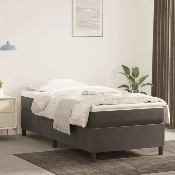 VidaXL Box spring postel s matrací samet [3144666] Barva: světle šedá, Velikost: 90 x 190 cm