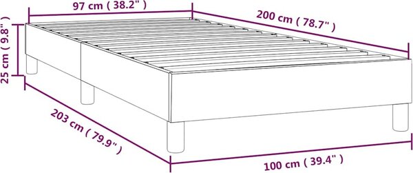 VidaXL Rám postele bez matrací textil, 25 cm [3120590] Barva: Černá, Velikost: 90 x 200 cm (rám 203 x 90 x 25 cm)