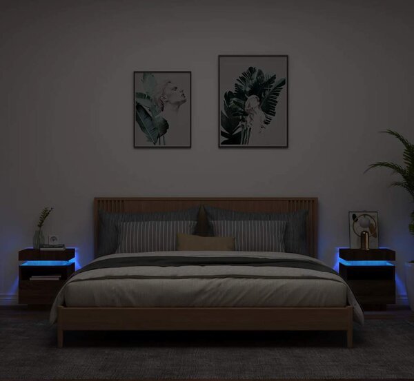 VidaXL Noční stolky s LED osvětlením 2 ks 40x39x48,5 cm [836785] Barva: Černá