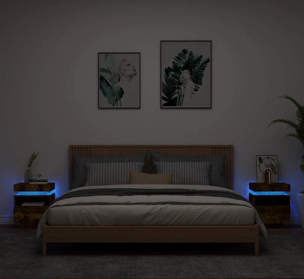 VidaXL Noční stolky s LED osvětlením 2 ks 40x39x48,5 cm [836785] Barva: Černá
