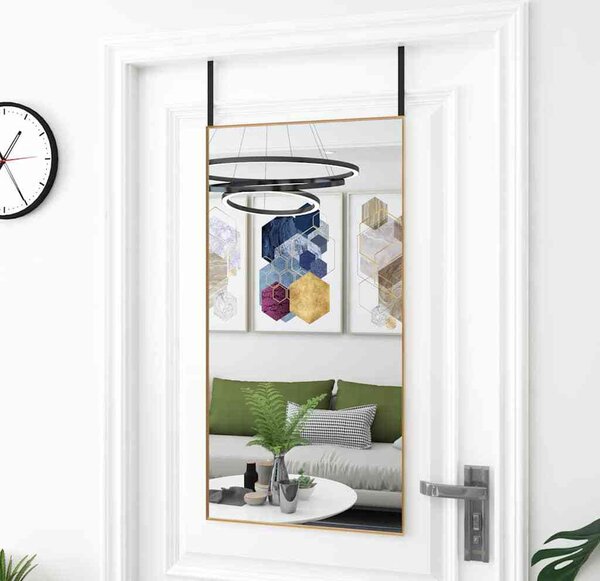 VidaXL Zrcadlo na dveře sklo a hliník [327414] Barva: Černá, Velikost: 40 x 100 cm