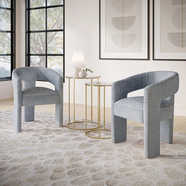 LivinHill Designové čalouněné jídelní křeslo Leith modrošedé