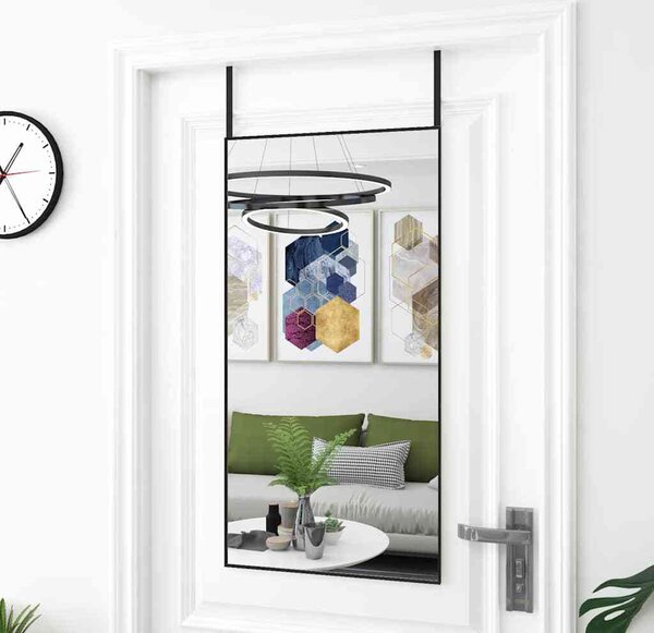 VidaXL Zrcadlo na dveře sklo a hliník [327414] Barva: Černá, Velikost: 40 x 100 cm