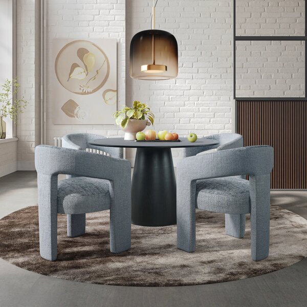 LivinHill Designové čalouněné jídelní křeslo Leith modrošedé