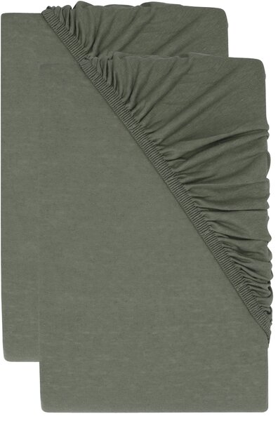 Livarno® Sada žerzejových napínacích prostěradel s podílem lnu, 90–100 x 200 cm, 2dílná, zelená (800013631)