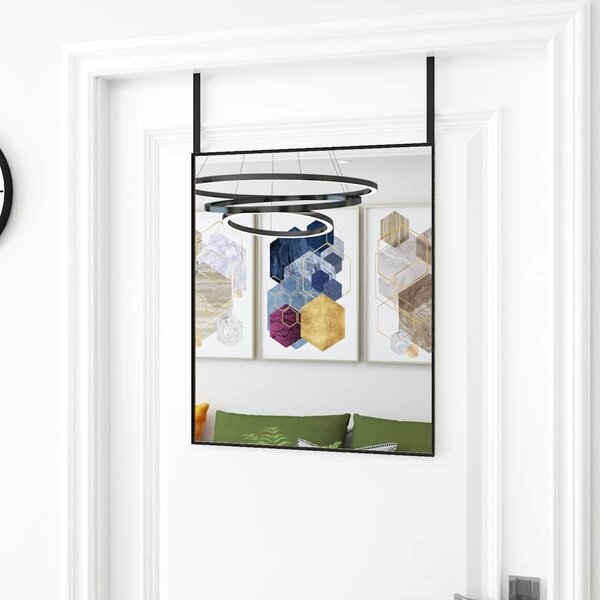 VidaXL Zrcadlo na dveře sklo a hliník [327414] Barva: Černá, Velikost: 40 x 100 cm