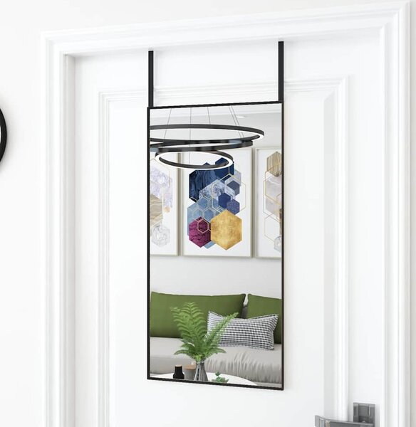 VidaXL Zrcadlo na dveře sklo a hliník [327414] Barva: Černá, Velikost: 40 x 100 cm