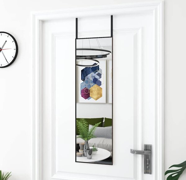 VidaXL Zrcadlo na dveře sklo a hliník [327414] Barva: Černá, Velikost: 40 x 100 cm