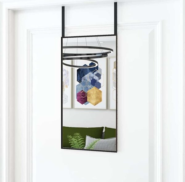 VidaXL Zrcadlo na dveře sklo a hliník [327414] Barva: Černá, Velikost: 40 x 100 cm