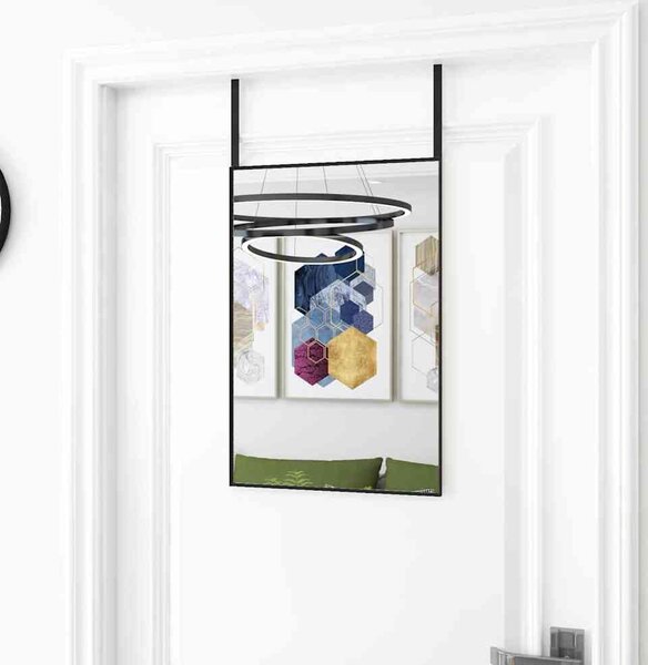 VidaXL Zrcadlo na dveře sklo a hliník [327414] Barva: Černá, Velikost: 40 x 100 cm